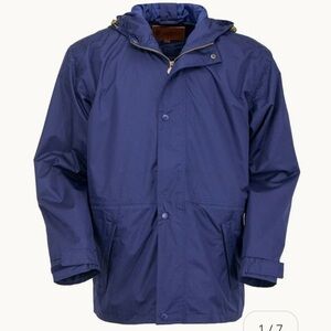 Outback Trading Company Packable Rain Jacket Coat Hooded Blue Backpack